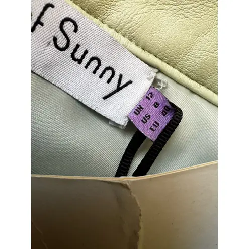 NWD House Of Sunny Mid Century Quilt Skirt Pistachio Green Vegan Leather Size 8