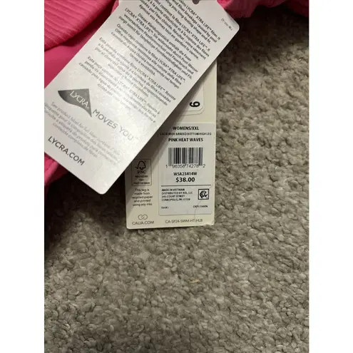 CALIA Women's Wide Banded Swim Bikini Bottom Size XXL Pink Heat Waves NWT