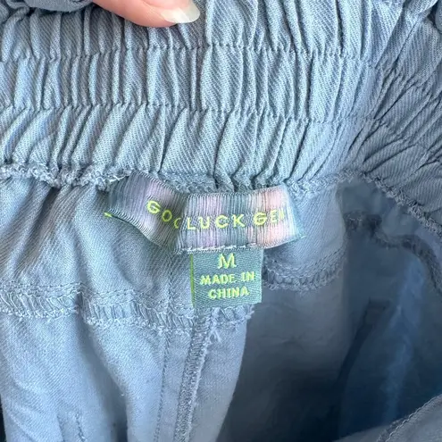 Good Luck Gem Paperbag High Waist Belted Shorts, Dusty Blue, Size Medium