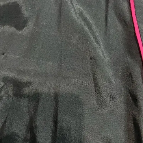 Vintage Private Touches Black Hot Pink Floral Embroidered Robe