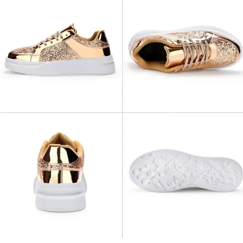 NWT Shiny Gold Glittery Low Top Sneakers