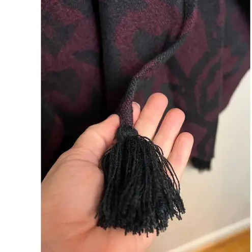 Cleobella Sevigny Burgundy Capelet Knit Sweater Poncho Tassels OS