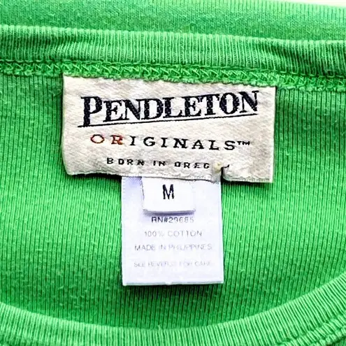 Pendleton Vintage Green Short Sleeve Cotton Top ~ Women's Size MEDIUM