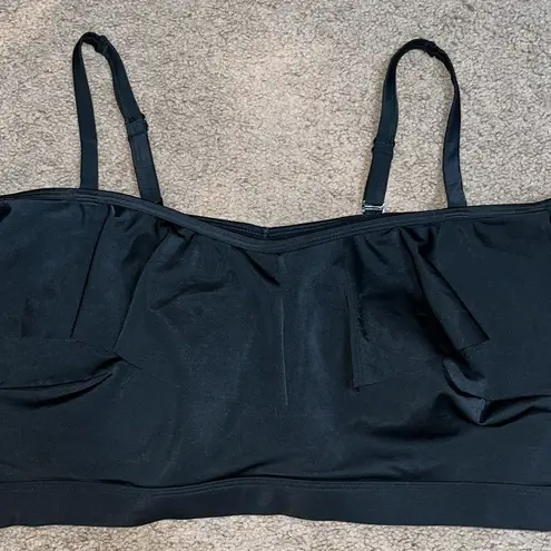 Cacique Lightly Lined No-Wire Ruffle Off Shoulder Swim Bikini Top Black 26