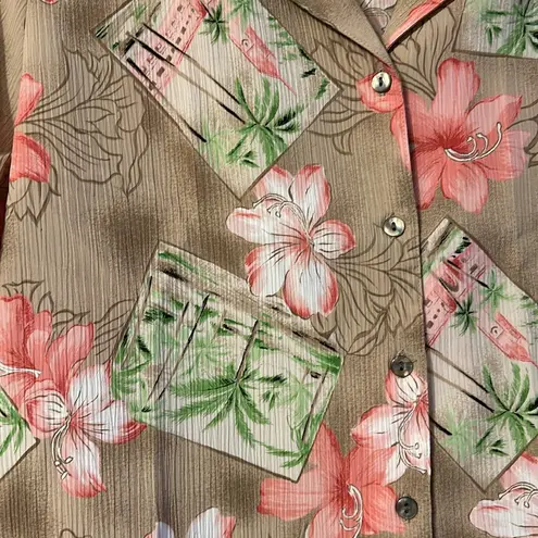 Allison Daley Vintage Button Down Blouse Hawaiin Tropical Print 18W