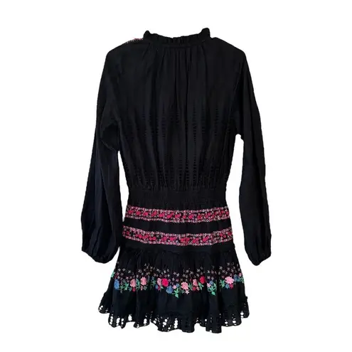 MISA Los Angeles Manuela Black Eyelet Embroidered Mini Dress Women’s Size XS