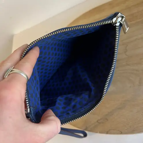 Rebecca Minkoff  Blue Soft Genuine Leather Silver Clip Small Wristlet Bag