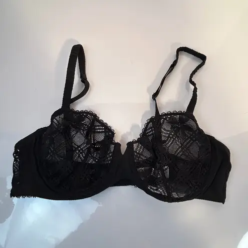 Simone Perele Black Lace Plunge Bra 36D Size undefined