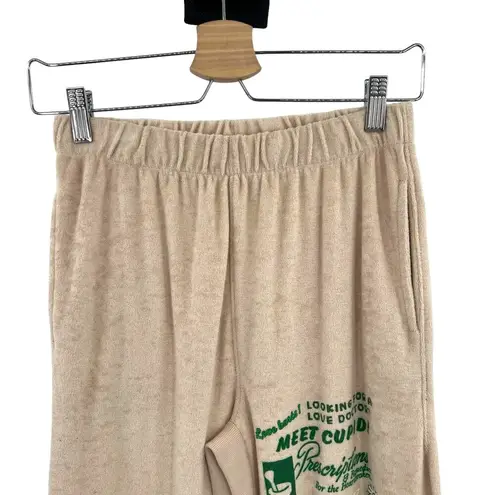 Boys Lie  Love Hurts Sweatpants Sand Beige Tan Green Terry Cloth Size XS