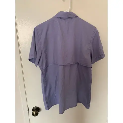 Cabela's Womens Center Button Up 4Most UPF30 Shirt (2) Blue, Purple LARGE Hiking