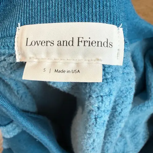 Lovers + Friends  Off Shoulder Sweater Cropped Teal Blue Size Small