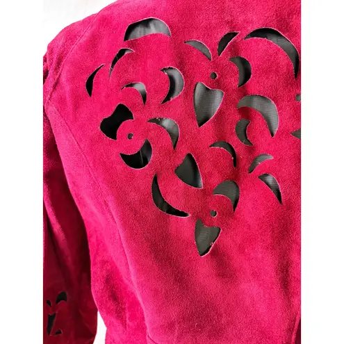 Vintage Phoenix Burgundy Black Suede Cutout Cropped Jacket M Art Western AS IS Red Size M