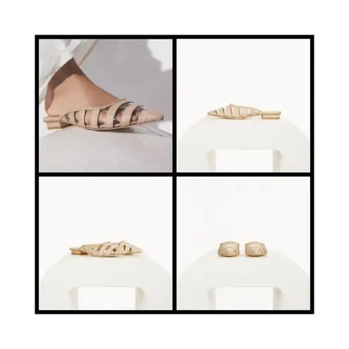 Cult Gaia ππ Femi Flats Pointed Toe Open Back Flat Mules ~ Natural EU 38 NWT