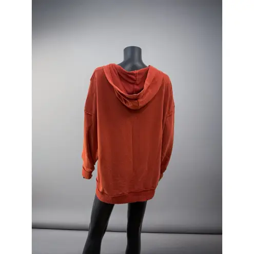 Rust Waffle Knit Hoodie XXL | Time and Tru Oversized Pullover | Cozy Fall Top Orange Size undefined - Image 2