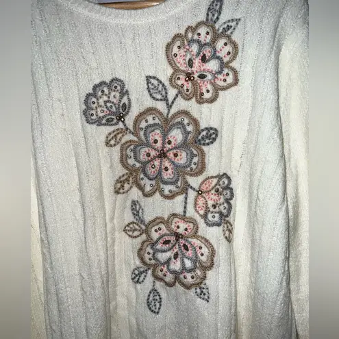 New With Tags Alfred Dunner Glacier Lake Embellished Chenille Sweater XL