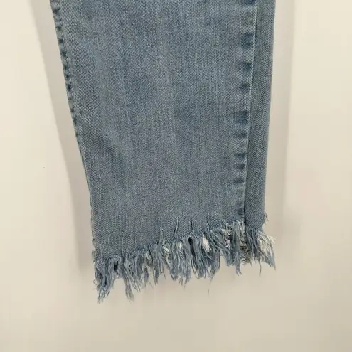 Free People  Jeans Distressed Ripped Great Heights Frayed Fringe Skinny Size 26