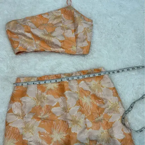 Lulus  NWT Floral Two Piece Set One Shoulder Crop Top Mini Skirt