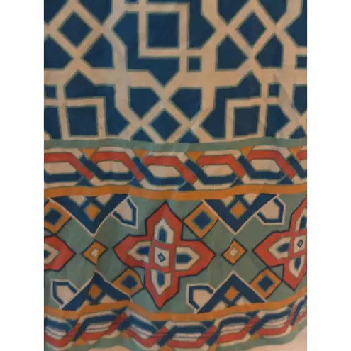 Ruby Rd Petite Geometric Print Bell Sleeve Tunic Top Blue White Orange Aqua PS Size undefined