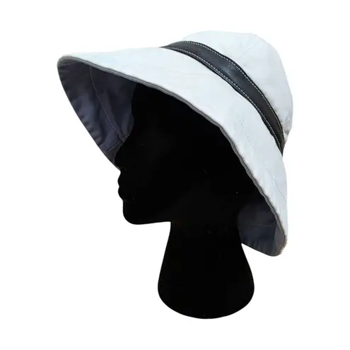 Coach  Bucket Hat White Cream w Brown Leather Belt Detailing 100% Cotton Size M/L - Image 2