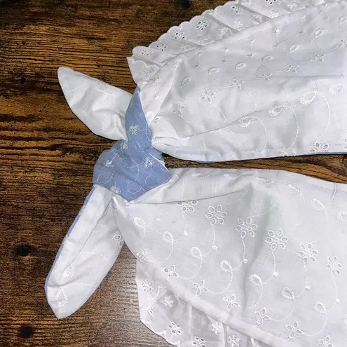 Deadstock Vintage handmade eyelet lace collar NEW pastel country blue Peter Pan