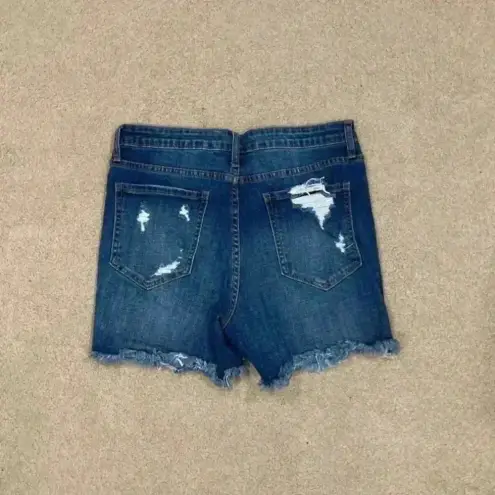 Jelly jeans High rise dark wash distressed denim shorts in size large Blue