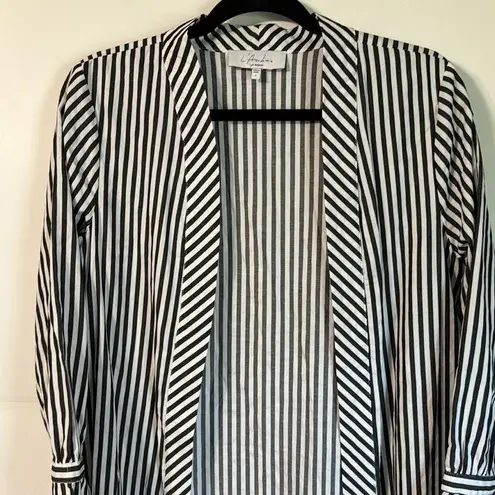 L'Academie L’Academie Alex Bell Sleeve Striped Duster Dark Charcoal/white Size S
