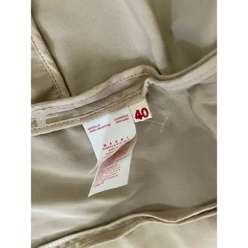 $890 Marni 40 IT 4/6 Tailored Blazer Jacket Taffeta Pockets Beige Tan 3 Button