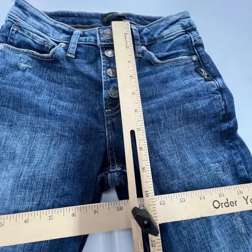 Silver Jeans Co. Jeans Womens 24 Mazy Skinny High Rise Distressed Raw Hem Denim Blue