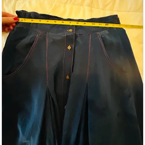 Sunny Leigh  Navy 100% Silk Button-Front Maxi Skirt small