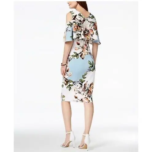 Black Label Jax cold shoulder blue white floral summer party dress size 6