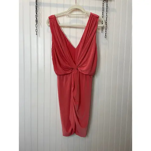 MISA Los Angeles NWT Domino Dress Pink V-Neck Draped Mini Dress Cocktail Size M