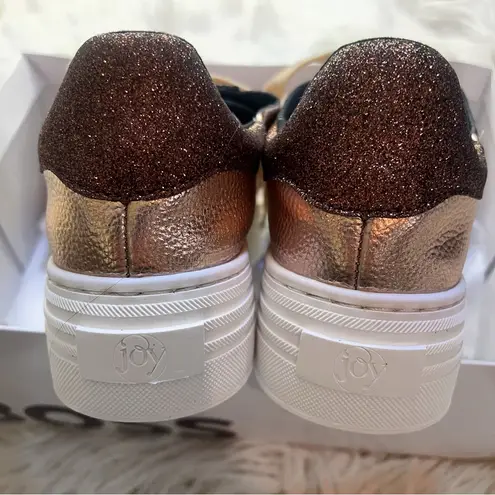 Joy Performance White Leather Chunky Platform Sneakers/ Champagne Size 8.5 NIB Gold