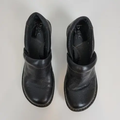 BOC Born Concept Women's Chunky Shoes 6.5/37 Black Leather Round Toe Slip On