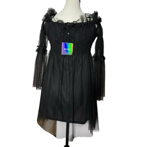 Missguided Dress Black Mesh Gauze Size 12 Whimsy Goth Sheer Flowy Feminine Emo