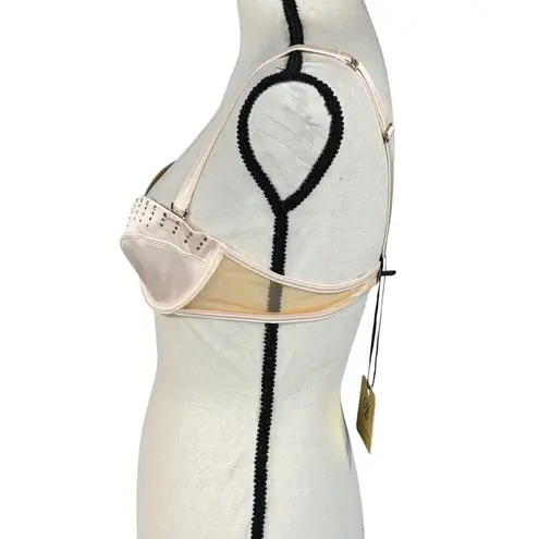 Honey Birdette SZ 34C Crystal Champagne Bra Underwire Demi Satin Adjustable New