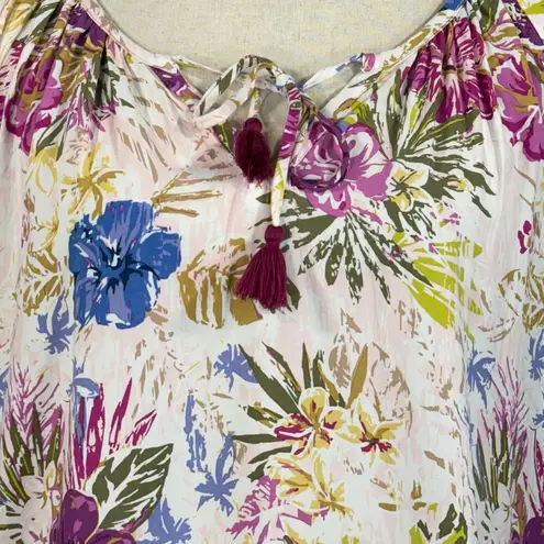Matilda Jane Large Enchanted Garden Dress Aloha Palm Floral Short Sleeve Tassels