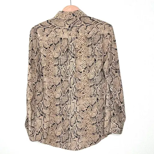 Equipment Femme Signature Slim Silk Blouse in Snake Taupe Multi Size S