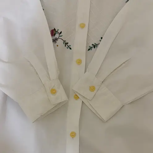 Same Game Different Name (SGDN) Ivory Embroidered Cotton Blouse — Size L White Size L