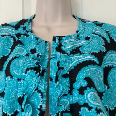 kim rogers  TURQUOISE/BLACK RUFFLE PM BLAZER