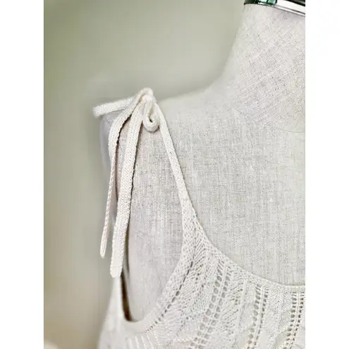 Velvet Heart Women’s Sleeveless Open Knit Crochet Cream Tank Top Adjustable Sz L