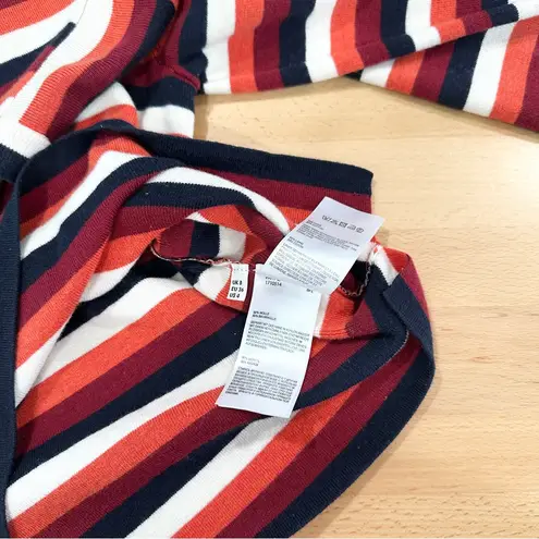 Whistles Striped Wool Sweater Women’s Size 4 Red Navy Cream Long Sleeve Pullover