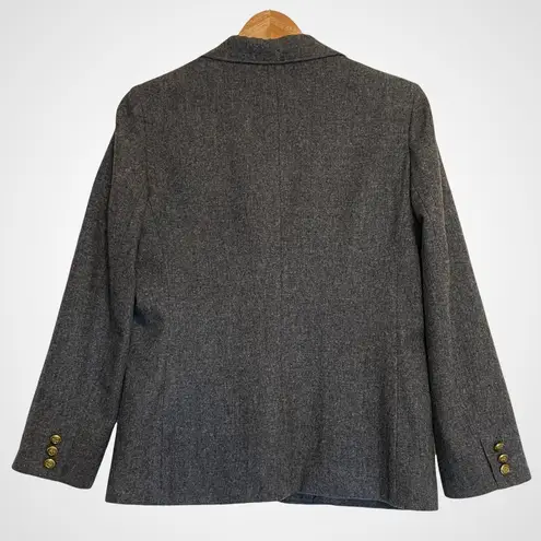 Vintage 80s Grey Wool Blazer Boston Traveler Suit Gold Buttons Office Retro Gray