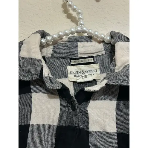 Denim & Supply Ralph Lauren Ralph Lauren Denim & Supply Women's Size Medium Flannel White Black Plaid Shirt