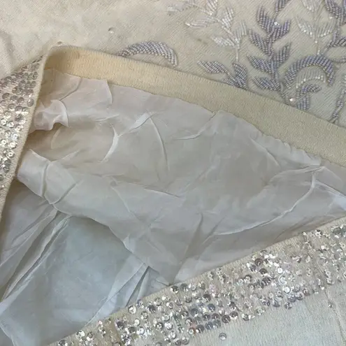 Women’s Vintage 1950s Angora wool formal festive beaded sweater size small