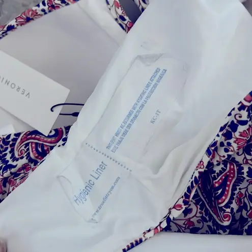 Veronica Beard Hazina Halter Swimsuit in Watermelon/Blue Size L New w/Tag $328