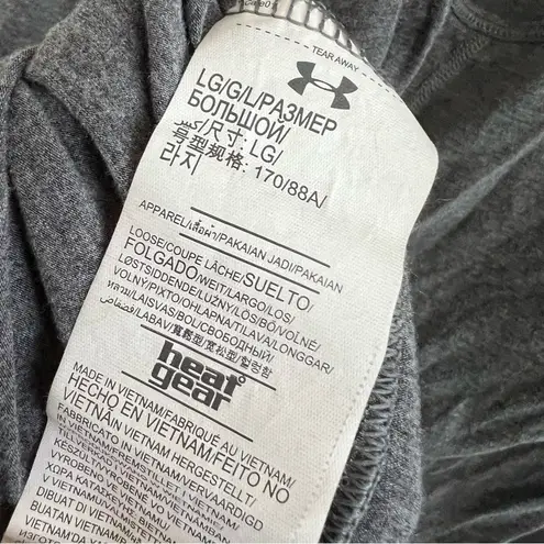 Under Armour  Gray Long Sleeve Loose Heatgear Open Back Strappy Stretch Large