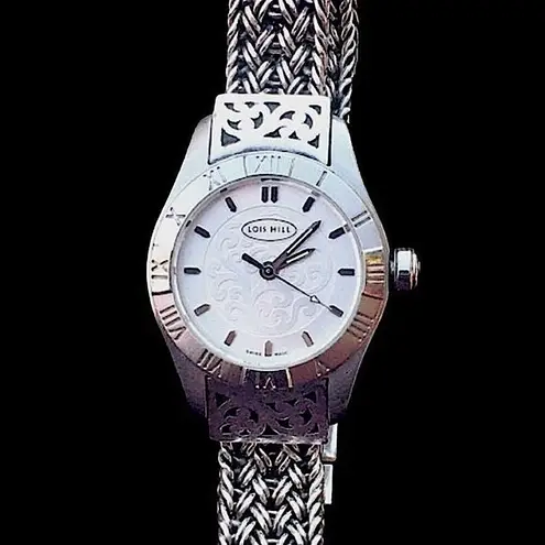 Lois Hill Watch Sterling Silver Roman Numbers Bracelet Link Watch Rare