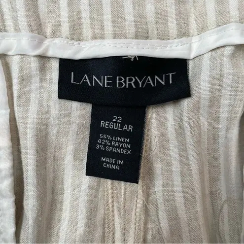 Lane Bryant  Lena Pants NWT Cream Stripe Linen Trouser Size 22 NEW