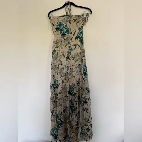 Rays for Days Gaia Floral Halter Maxi Dress with Cutout Blue - Image 3