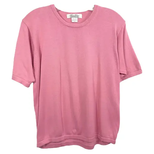 Brooks Brothers Small Top Cotton Knit Short Sleeve Crew Neck Pink 1377